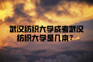 武汉纺织大学成考武汉纺织大学是几本？