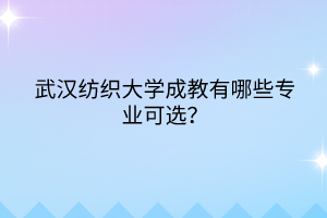 武汉纺织大学成教有哪些专业可选？